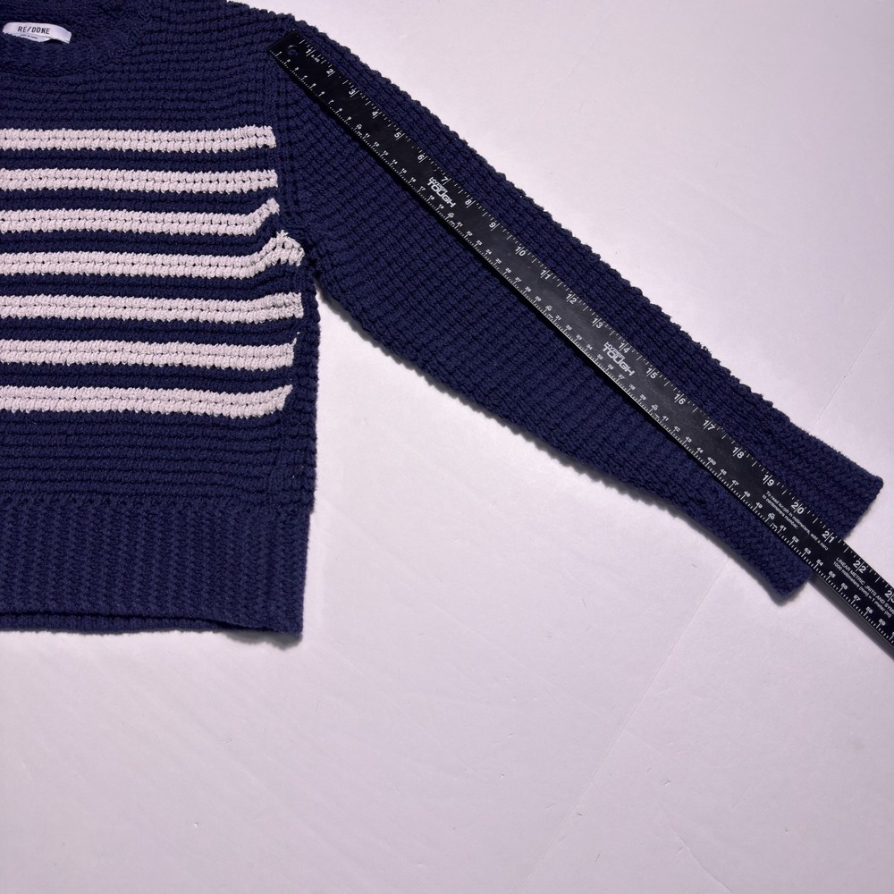 RE/DONE Chunky Knit Sweater Womens Small Navy Cropped Pullover - Picture 8 of 8